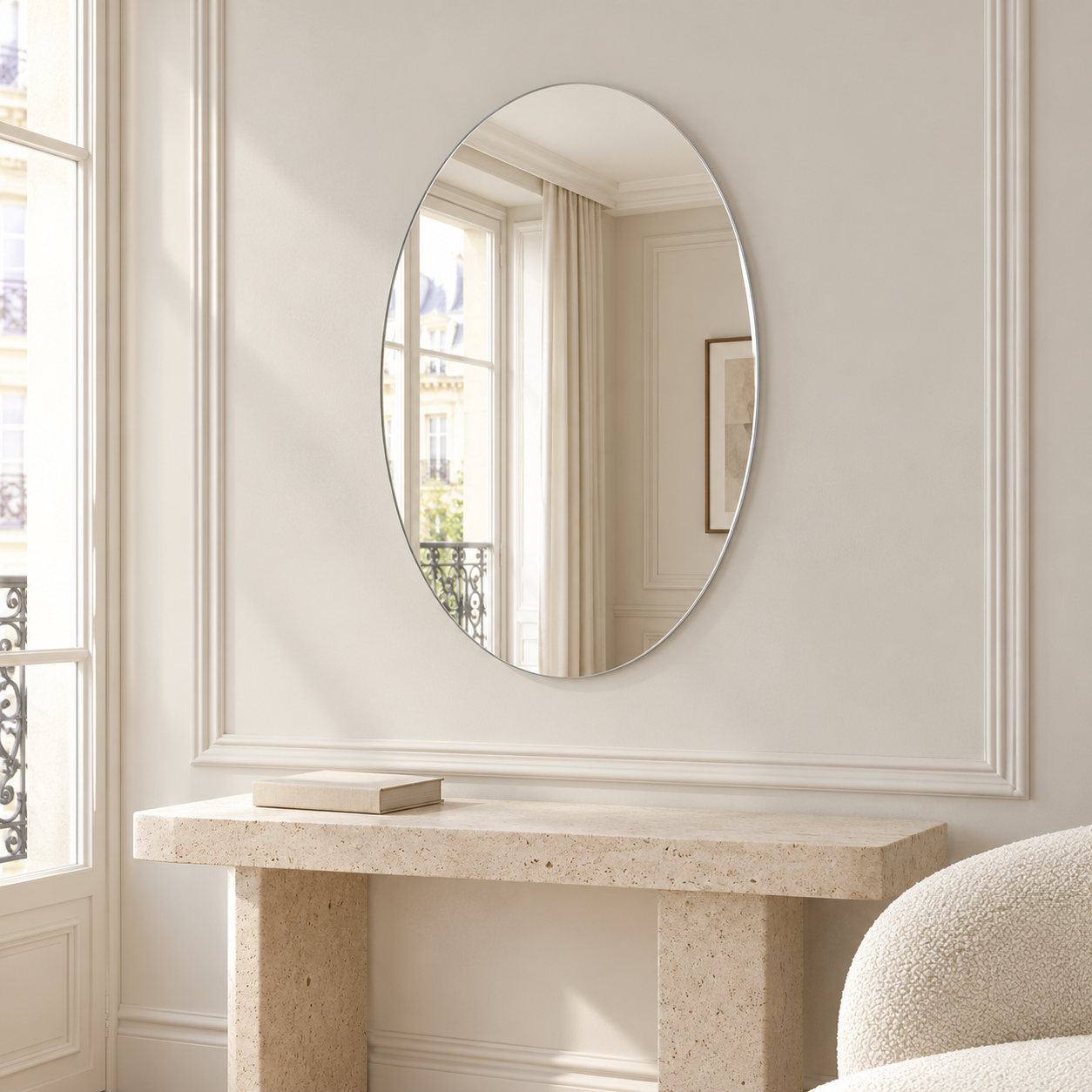 Kunhar Frameless Oval Wall Mirror 12 x 16 Inch Modern Home Decor Bathroom Bedroom Living Room Accent - Image 2
