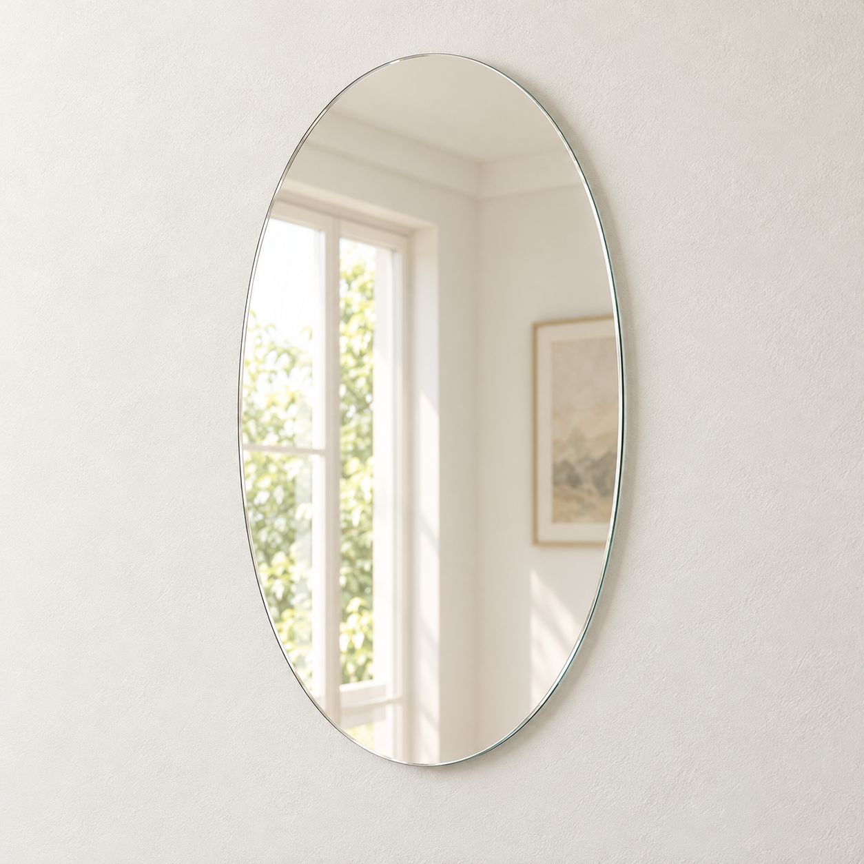 Kunhar Frameless Oval Wall Mirror 12 x 16 Inch Modern Home Decor Bathroom Bedroom Living Room Accent - Image 5