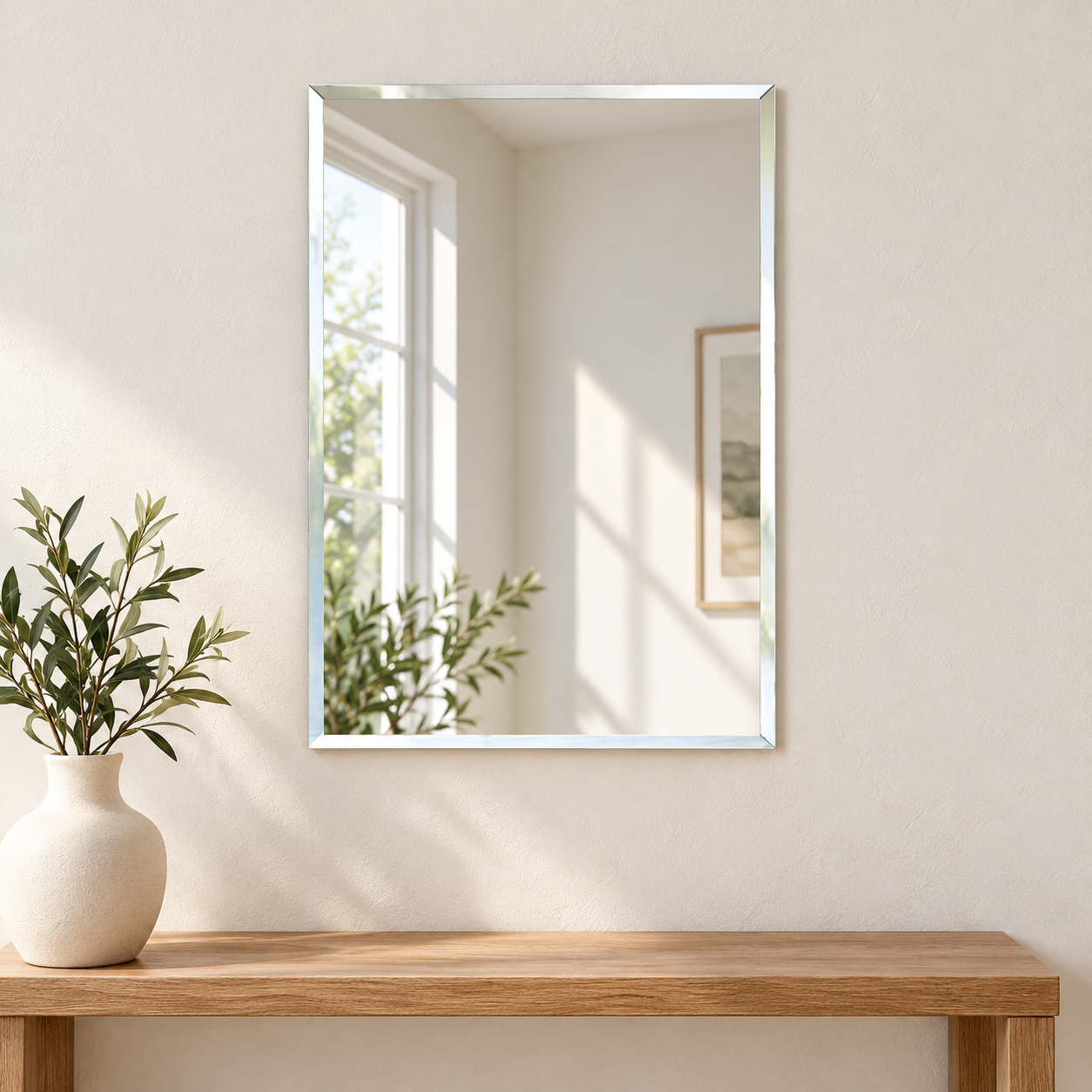 Kunhar Frameless Rectangular Wall Mirror, 12 X 18 Inch, 1 Piece