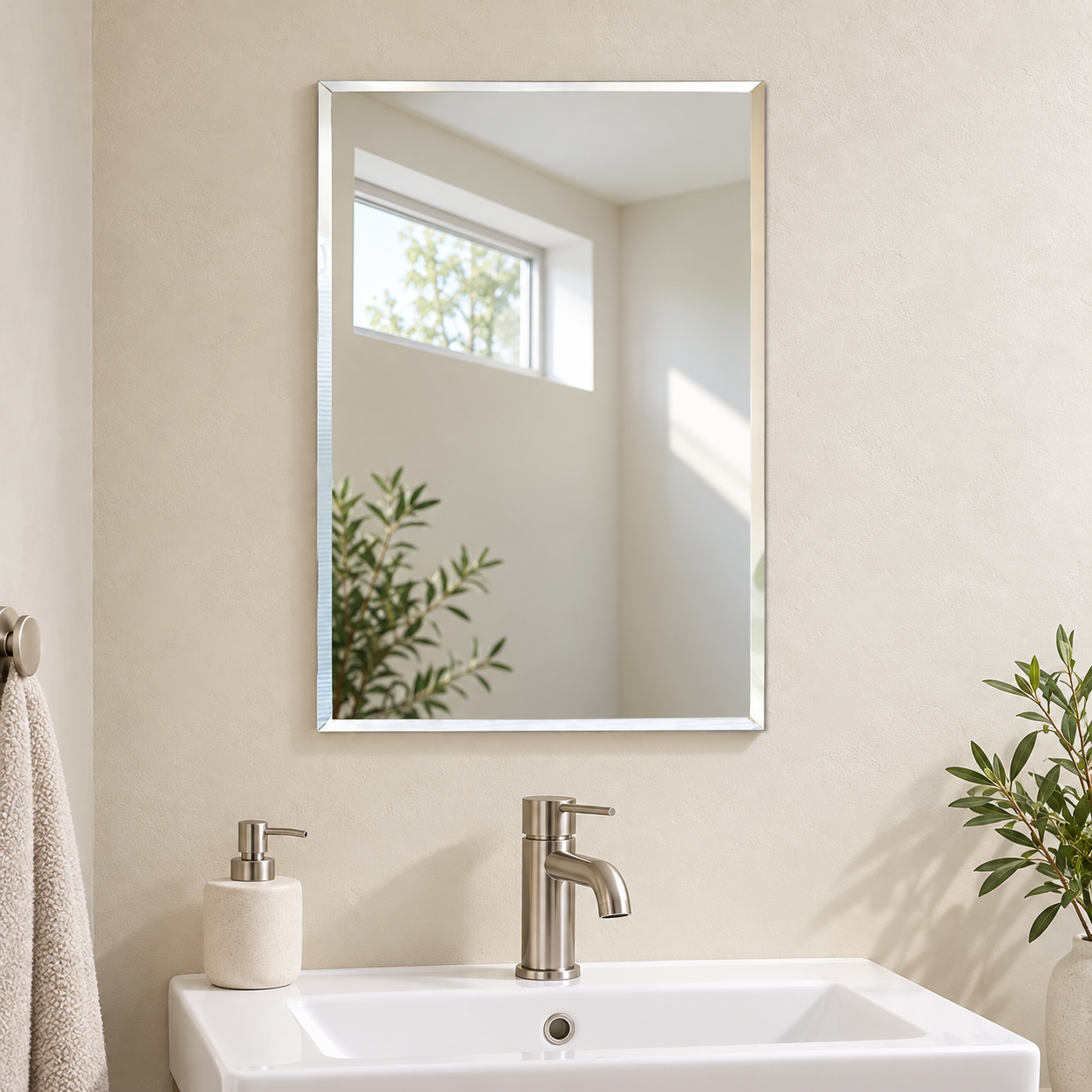 Kunhar Frameless Rectangular Wall Mirror, 12 X 18 Inch, 1 Piece - Image 3