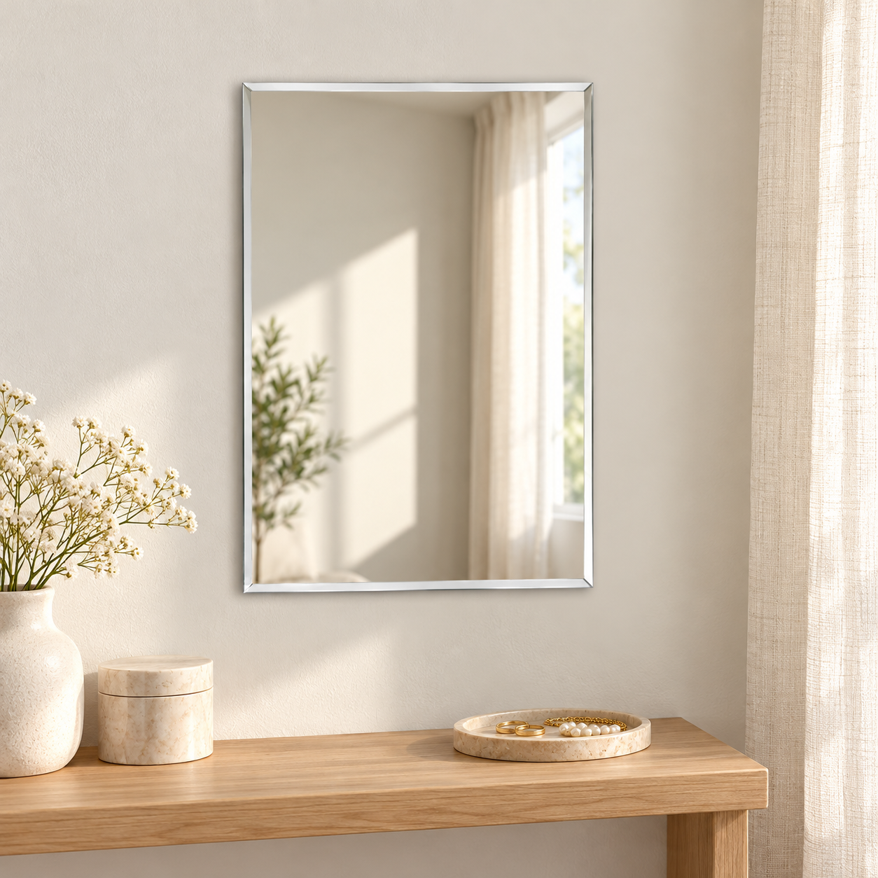Kunhar Frameless Rectangular Wall Mirror, 12 X 18 Inch, 1 Piece - Image 4