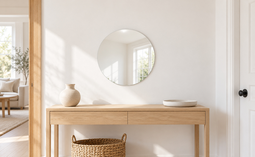 Kunhar Frameless Round Wall Mirror, 15 X 15 Inch, 1 Piece – visual story 1