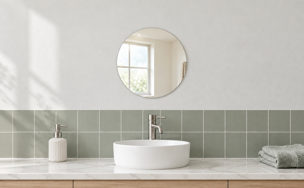 Kunhar Frameless Round Wall Mirror, 15 X 15 Inch, 1 Piece – visual story 2
