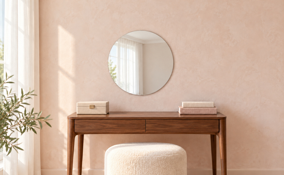Kunhar Frameless Round Wall Mirror, 15 X 15 Inch, 1 Piece – visual story 3