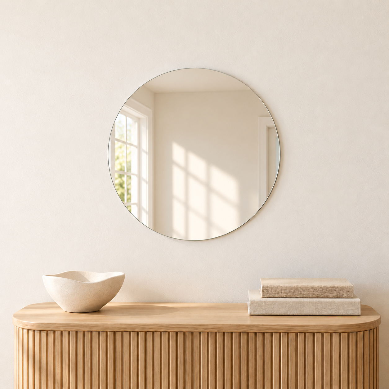 Kunhar Frameless Round Wall Mirror, 15 X 15 Inch, 1 Piece