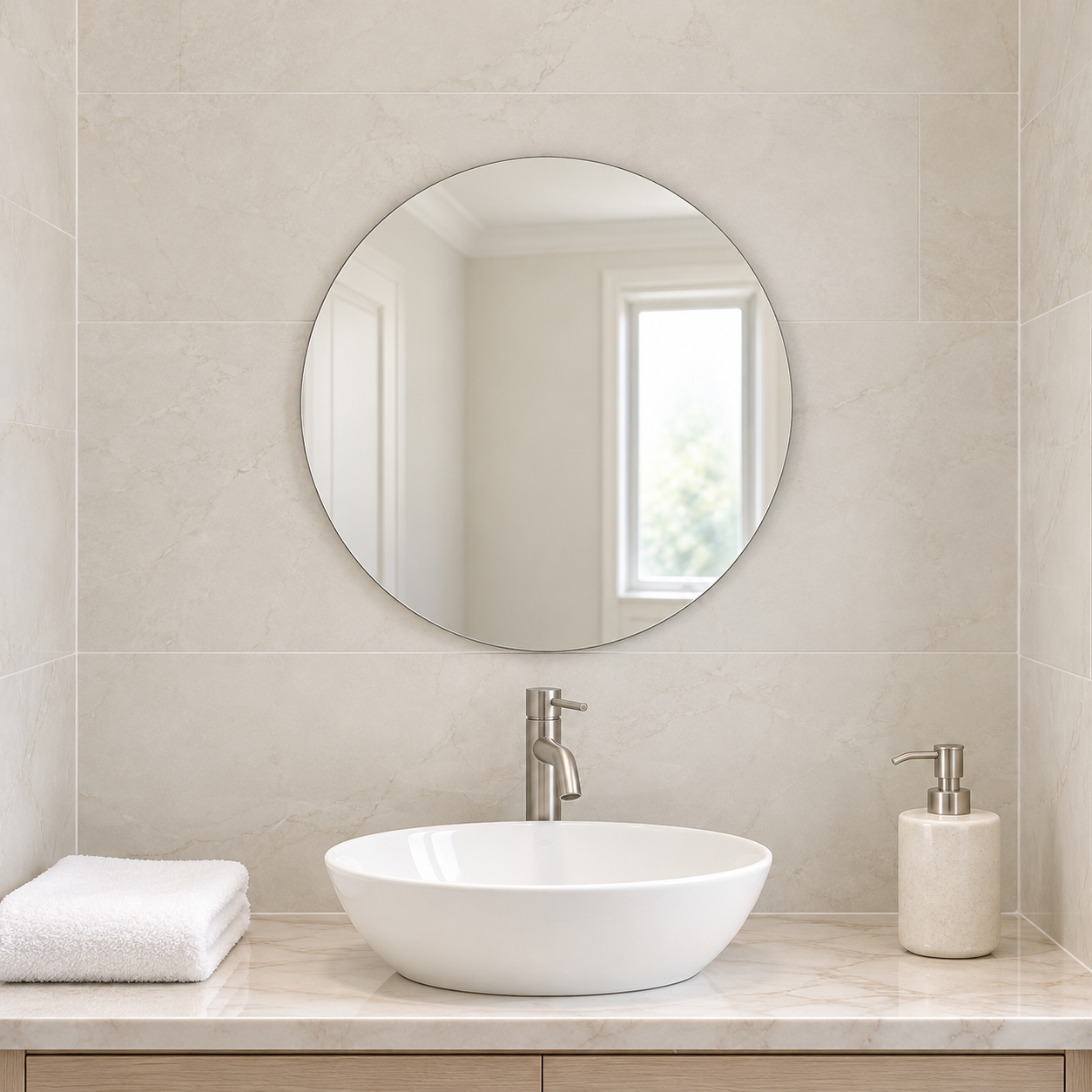 Kunhar Frameless Round Wall Mirror, 15 X 15 Inch, 1 Piece - Image 3