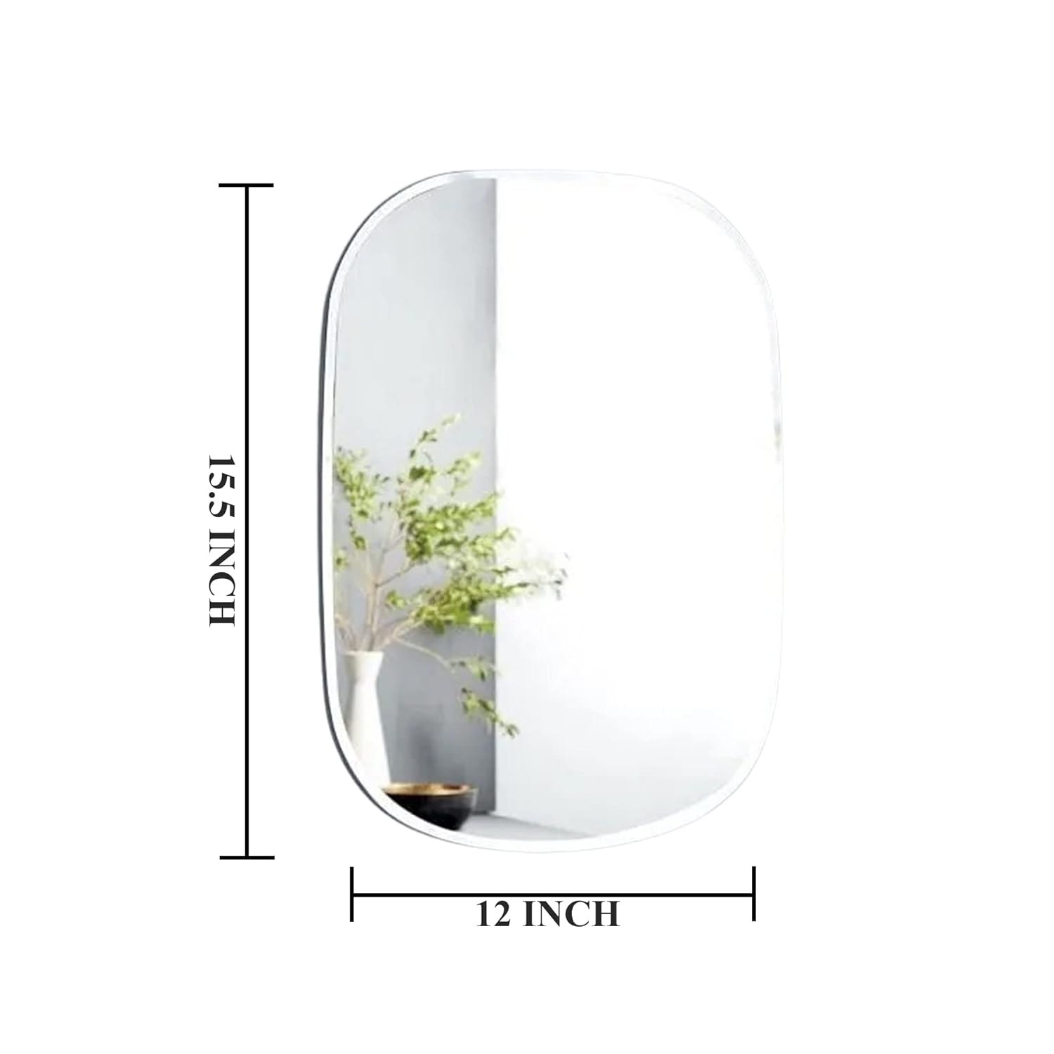 Kunhar Frameless Wall Mirror 12x16, Unframed Transparent Mirror, Corner Cut Wall Mirror, Rectangular Mirror, Modern Frameless Mirror, Bathroom Mirror, Home Decor Mirror 12x16 Inch - Image 2