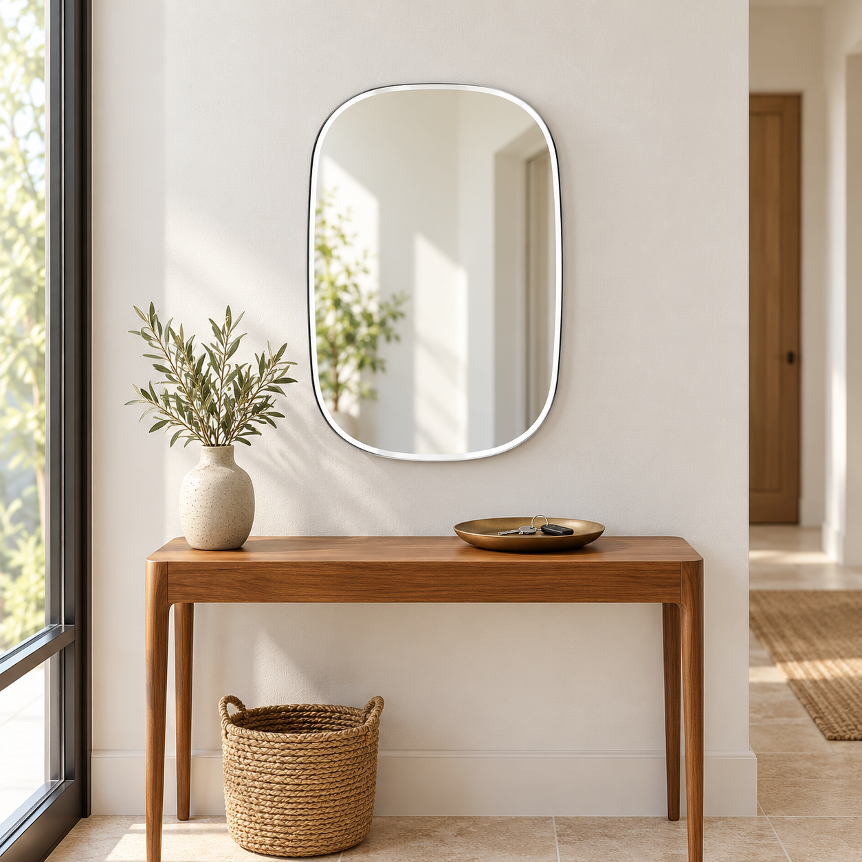 Kunhar Frameless Wall Mirror 12x16, Unframed Transparent Mirror, Corner Cut Wall Mirror, Rectangular Mirror, Modern Frameless Mirror, Bathroom Mirror, Home Decor Mirror 12x16 Inch - Image 2