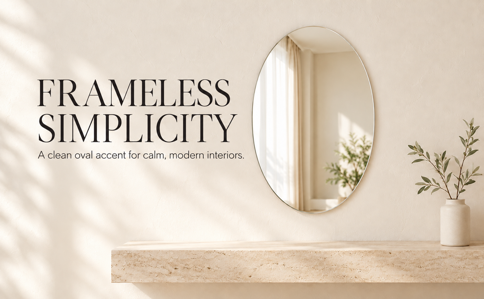 Kunhar Frameless Oval Wall Mirror, 12 X 18 Inch, 1 Piece – visual story 1