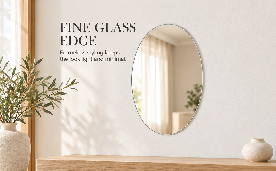 Kunhar Frameless Oval Wall Mirror, 12 X 18 Inch, 1 Piece – visual story 4