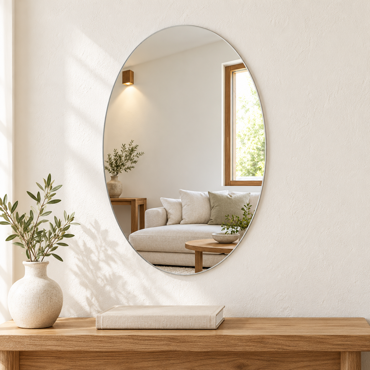 Kunhar Frameless Oval Wall Mirror, 12 X 18 Inch, 1 Piece