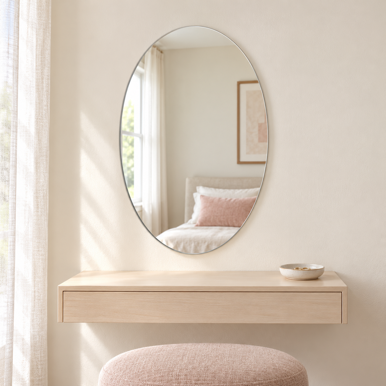 Kunhar Frameless Oval Wall Mirror, 12 X 18 Inch, 1 Piece - Image 3