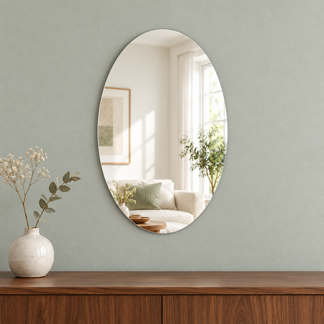 Kunhar Frameless Oval Wall Mirror, 12 X 18 Inch, 1 Piece - Image 4