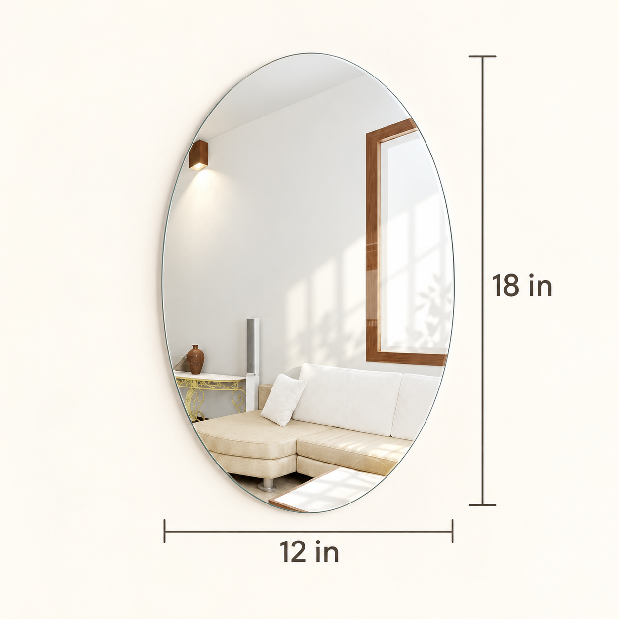 Kunhar Frameless Oval Wall Mirror, 12 X 18 Inch, 1 Piece - Image 7