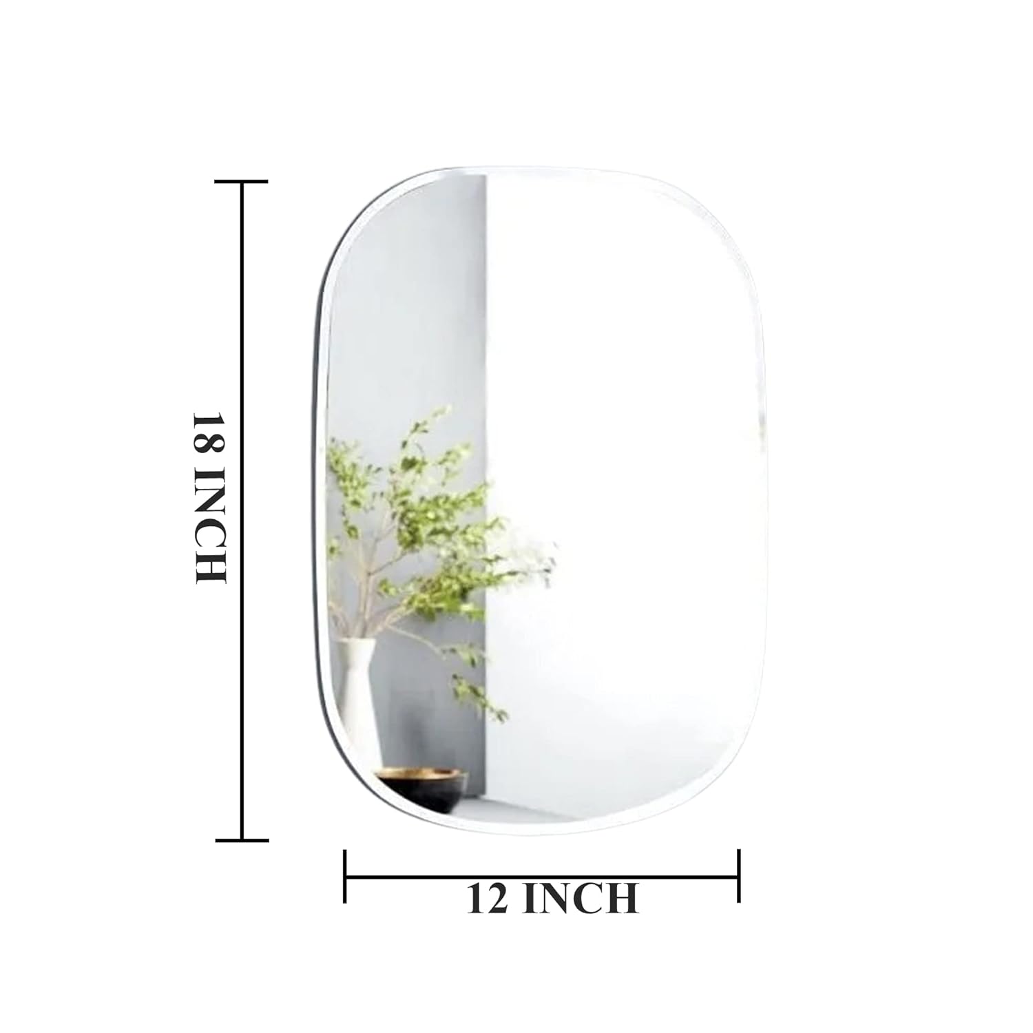 Kunhar Frameless Wall Mirror, 12 X 18 Inch, 1 Piece, Corner Cut - Image 2
