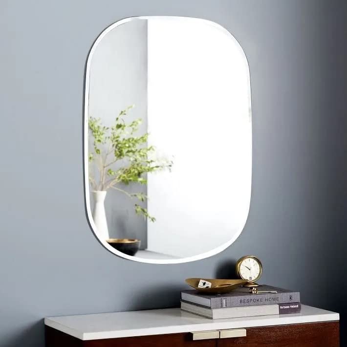 Kunhar Frameless Wall Mirror, 12 X 18 Inch, 1 Piece, Corner Cut