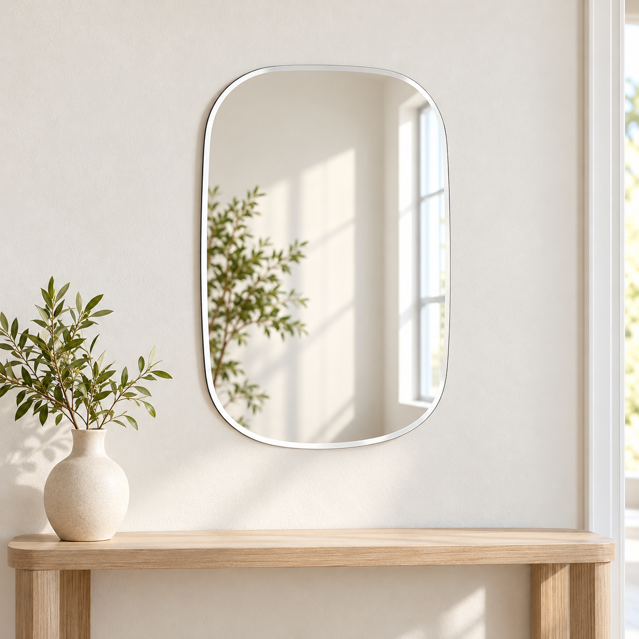 Kunhar Frameless Wall Mirror, 12 X 18 Inch, 1 Piece, Corner Cut
