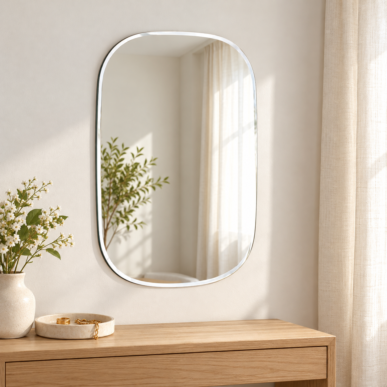 Kunhar Frameless Wall Mirror, 12 X 18 Inch, 1 Piece, Corner Cut - Image 4