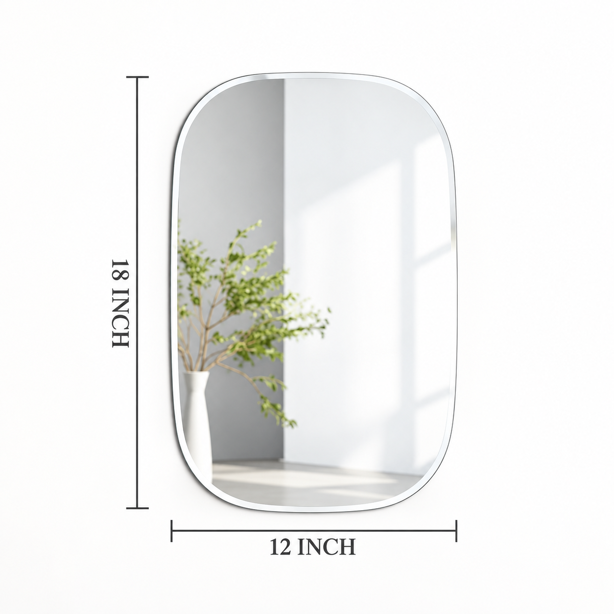 Kunhar Frameless Wall Mirror, 12 X 18 Inch, 1 Piece, Corner Cut - Image 7
